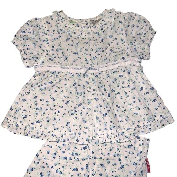 NWOT Vintage Sesame Street White Cotton Eyelet Lace Blue Floral Set 24 month - Picture 8 of 10